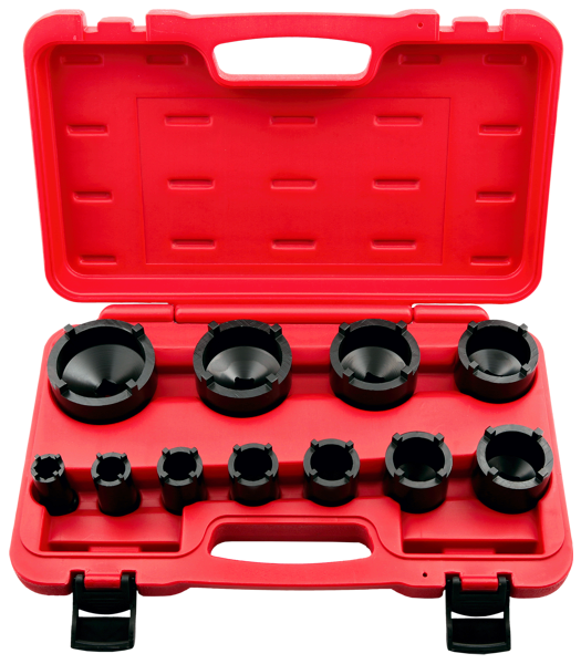 11 Piece 4 Pin Lock Nut Sockets (Outer Teeth)