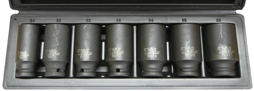 7 Piece 1/2 Inch Drive 12 Point Deep Impact Sockets24-36mm