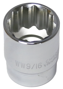 9/16 Inch Whitworth 1/2 Inch Drive 12 Point Socket