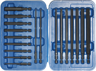 18 Piece Metric Inhex Power Bit Set 2.5-10mm 100-150mm Long