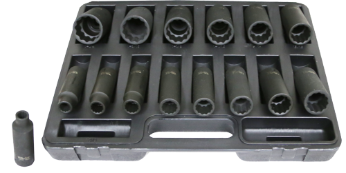 15 Piece 1/2 Inch Drive 12 Point Deep SAE Impact Socket Set 82l