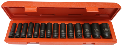 14 Piece 1/2 Inch Drive Deep Metric Impact Socket Set 10-32mm