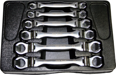 6 Piece SAE Flexible Head Flare Nut Wrench Set 1/4 Inch .15/16 Inch 