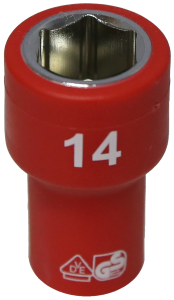 14mm 1/4 Inch Drive 6 Point VDE Insulated Socket