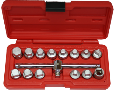 15 Piece Oil Drain Plug Socket Set