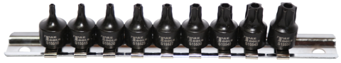 9 Piece 1/4 Inch Drive Stubby Tamper Torx Impact Sockets T10-T50