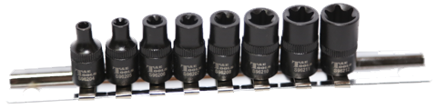 8 Piece 1/4 Inch Drive E Series Impact Sockets E4-E12