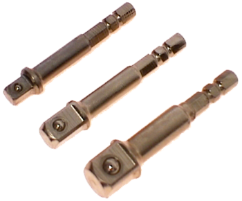 3 Piece 1/4 Inch Hex To 1/4 Inch 3/8 Inch 1/2 Inch Drive Adaptor