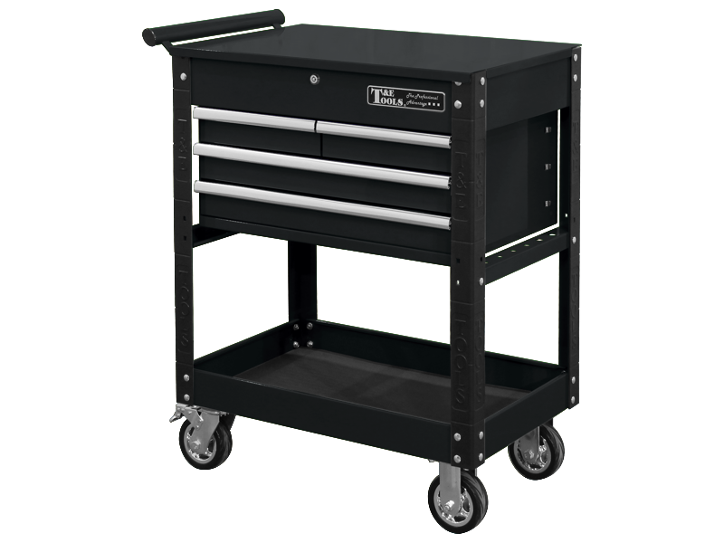  30" Heavy Duty 4 Drawer Utility Cart - Black