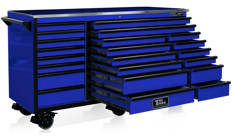  76" Godfather 22 Drawer Roller Cabinet - Blue