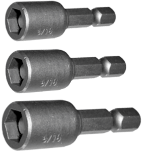 3 Piece 1/4 Inch Hex Short Magnetic Nut Setters 1/4 Inch .3/8 Inch 45mm