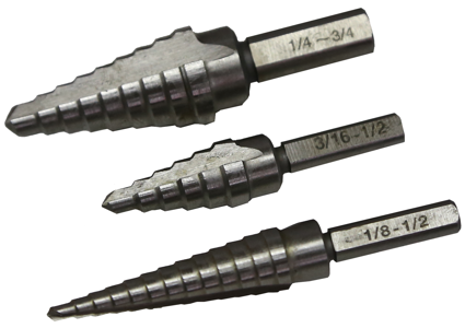 3 Piece Stepped Hss Drill Bit Set