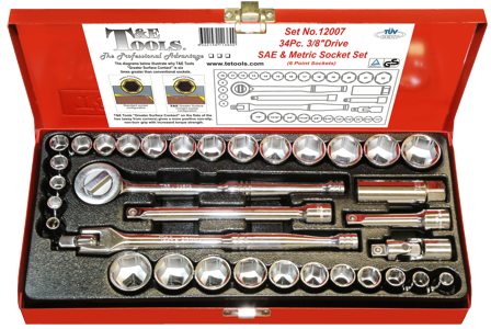 34 Piece 3/8 Inch Drive 6 Point .SAE/Metric Socket Set