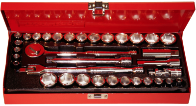 34 Piece 3/8 Inch Drive 12 Point SAE/Metric Socket Set