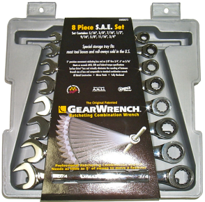 8 Piece SAE Gear Ratchet Wrench Set