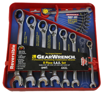 8 Pieces SAE Rev Gear Ratchet Wrench