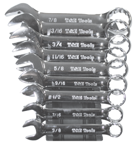 9 Piece SAE Stubbie Combination Wrench Set