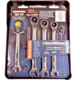 4 Piece Metric Reversible Gear Ratchet Wrench Set