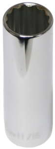 11/16 Inch 1/2 Inch Drive 12 Point Deep Socket