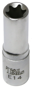 E14 3/8 Inch Drive Female Torx Socket 65mm Long