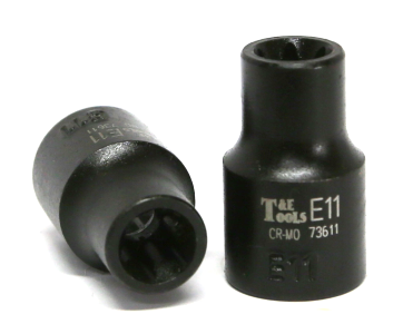 E11 3/8 Inch Drive Female Impact E-Torx Socket 28mm Long