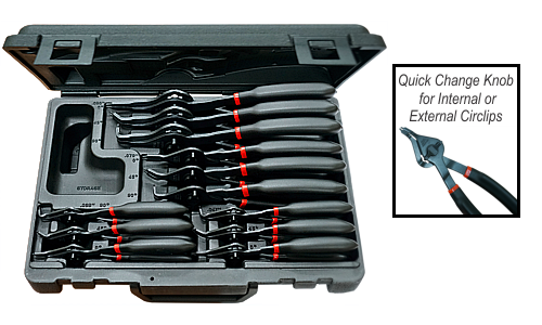 12 Piece  Quick Change Int/Ext Circlip Plier Set