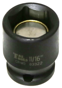 11/16 Inch 3/8 Inch Drive Magnetic SAE Impact Socket