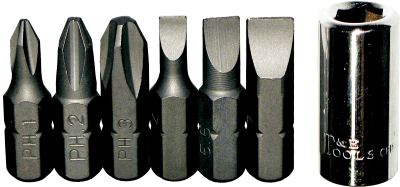 7 Piece 1/4 Inch Hex Screwdriver Bit Set