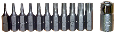 12 Piece 1/4 Inch Hex Drive Torx Bit Set With Bit Hold 25mm L