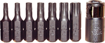 8 Piece 1/4 Inch Hex Drive Torx Insert Bit Set 25mm L