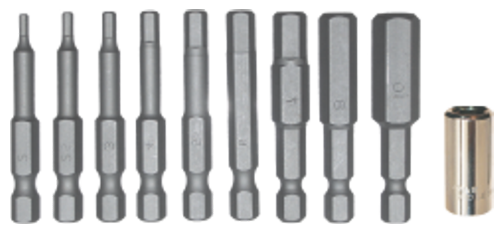 10 Piece Metric Tamper Inhex Power Bit Set (1/4 Inch Hex) 2-10mm