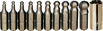 11 Piece SAE Ball-End Inhex Bit Set 1/4 Inch Hex)5/64 Inch .5/16 Inch 25mm Long 