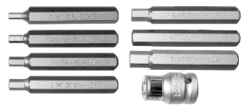 8 Piece SAE 5/16 Inch Hex Inhex Bit Set 1/8 Inch .3/8 Inch 75mm Long