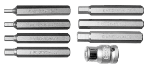 8 Piece Metric 5/16 Inch Hex Inhex Bit Set 3mm-10mm 75mm Long