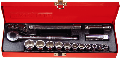 16 Piece 3/8 Inch Drive 6 Point Standard SAE Socket Set