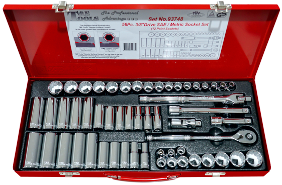 56 Piece 3/8 Inch Drive 12 Point Standard & Deep SAE/Metric Socket Set