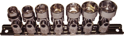 7 Piece 3/8 Inch Drive 6 Point SAE Universal Sockets