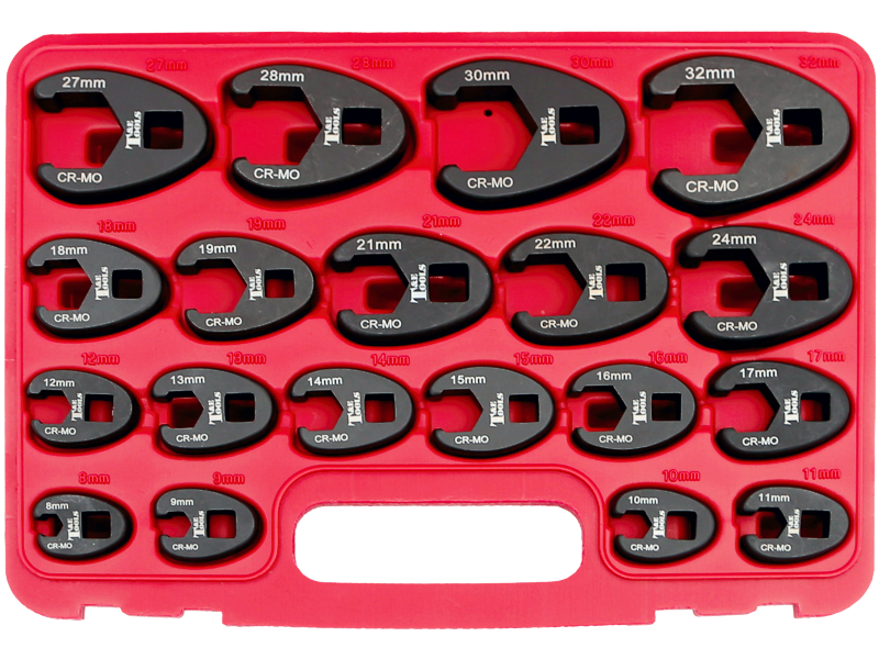 19 Piece Metric Flare Nut Crowfoot Wrench Set 8-32mm