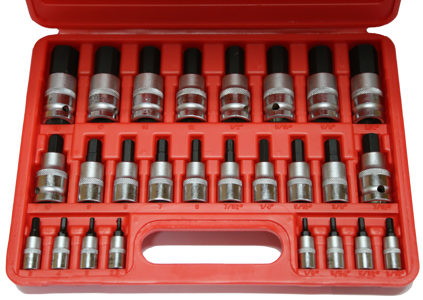 26 Piece SAE / Metric Inhex Socket Set 2-19mm 1/8.3/4 Inch 