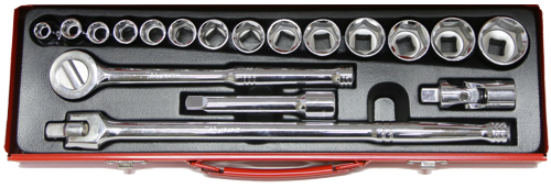 18 Piece 1/2 Inch Drive 6 Point Standard SAE Socket Set