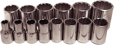 14 Piece 1/2 Inch Drive 12 Point Standard SAE Sockets