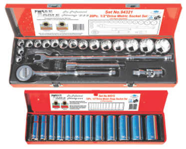 32 Piece 1/2 Inch Drive 6 Point Standard & Deep Metric Socket Set