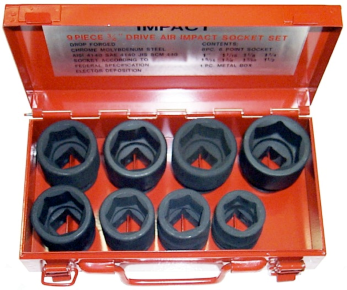 8 Piece 3/4 Inch Drive Standard Impact Socket Set 1 Inch -1.1/2 Inch 