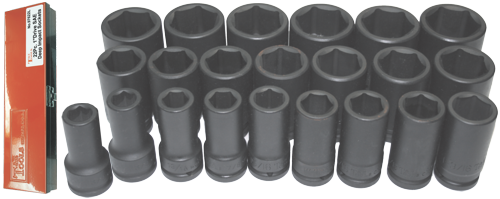 22 Piece 1 Inch Drive Deep Impact Socket Set 1.1/16 Inch -2.3/4 Inch 