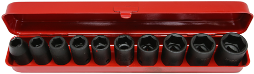 10 Piece 1/2 Inch Drive Standard Metric Impact Socket Set