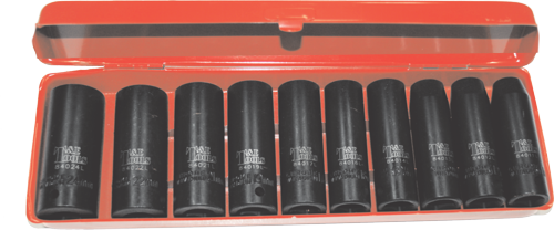 10 Piece 1/2 Inch Drive Deep Metric Impact Socket Set