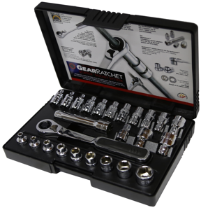 25 Piece 13mm Hollow Drive SAE/Metric Gear Ratchet Set