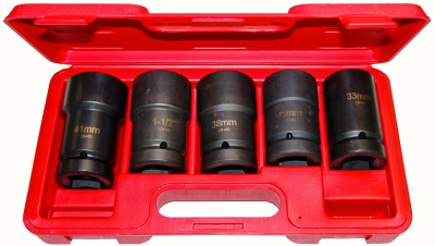 5 Piece 1 Inch Drive Budd Wheel Impact Socket Set