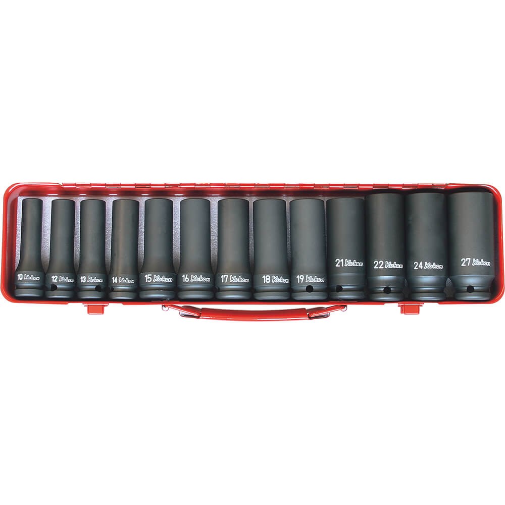 KO14208M-6P - KoKen 1/2" Drive 13 Piece Impact Deep Socket Set 10-27mm