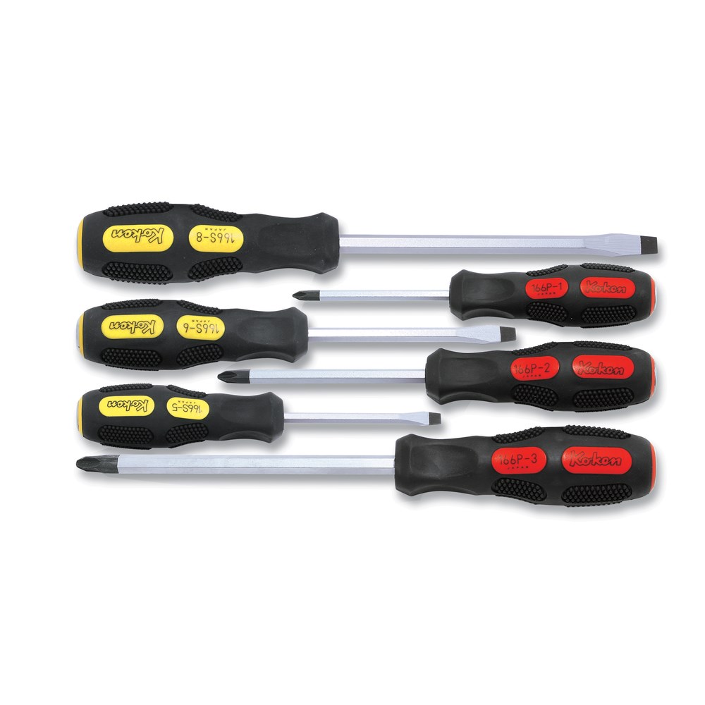 Screwdriver Set Phillips And Slotted 6 Piece Blade Thru KO166ps/6